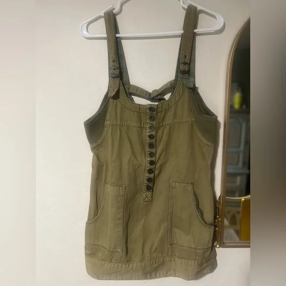Free People | Dresses | Free People Mini Cargo Style Olive Green Dresssize  Small | Poshmark